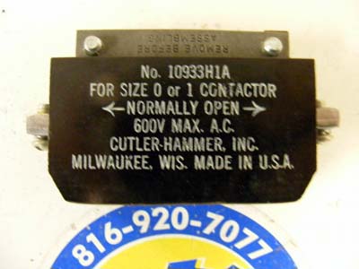 <B>Cutler-Hammer - </B>10933H1A NO Auxiliary Contact NEW